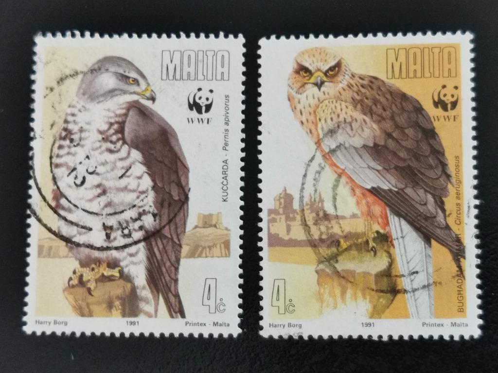 Malte 1991 - oiseaux - oiseaux de proie, Enlèvement ou Envoi, Malte, Affranchi