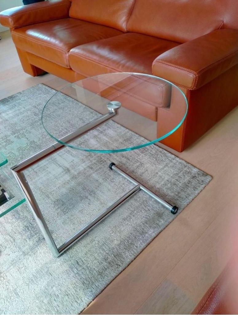 Design Bijzettafel Arthe, Rond, Ophalen, 45 tot 60 cm, Glas