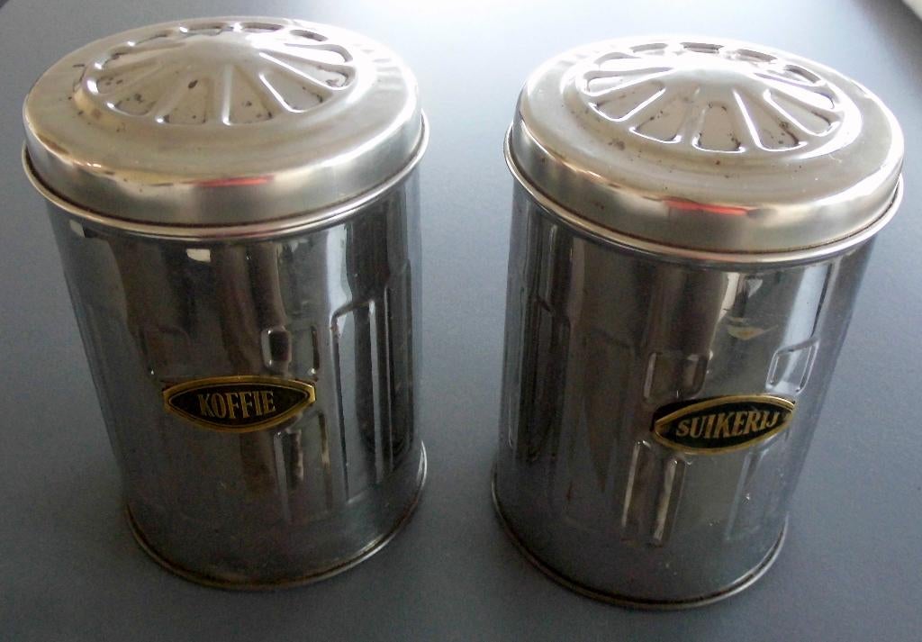 2 oude metalen doosjes KOFFIE & SUIKERIJ 17 X 11cm, Verzamelen, Ophalen of Verzenden, Gebruikt, Koffie