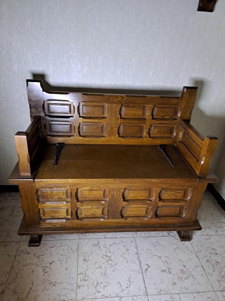 Kapstok met bijhorende bank in eik., Ophalen, Zo goed als nieuw, Hout, Wandkapstok