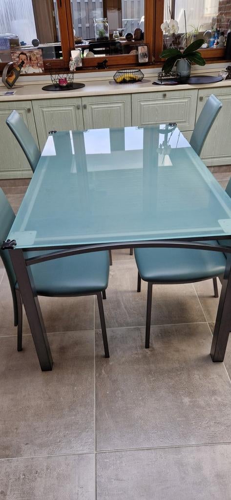 Table de cuisine en verre avec 4 chaises, Verre