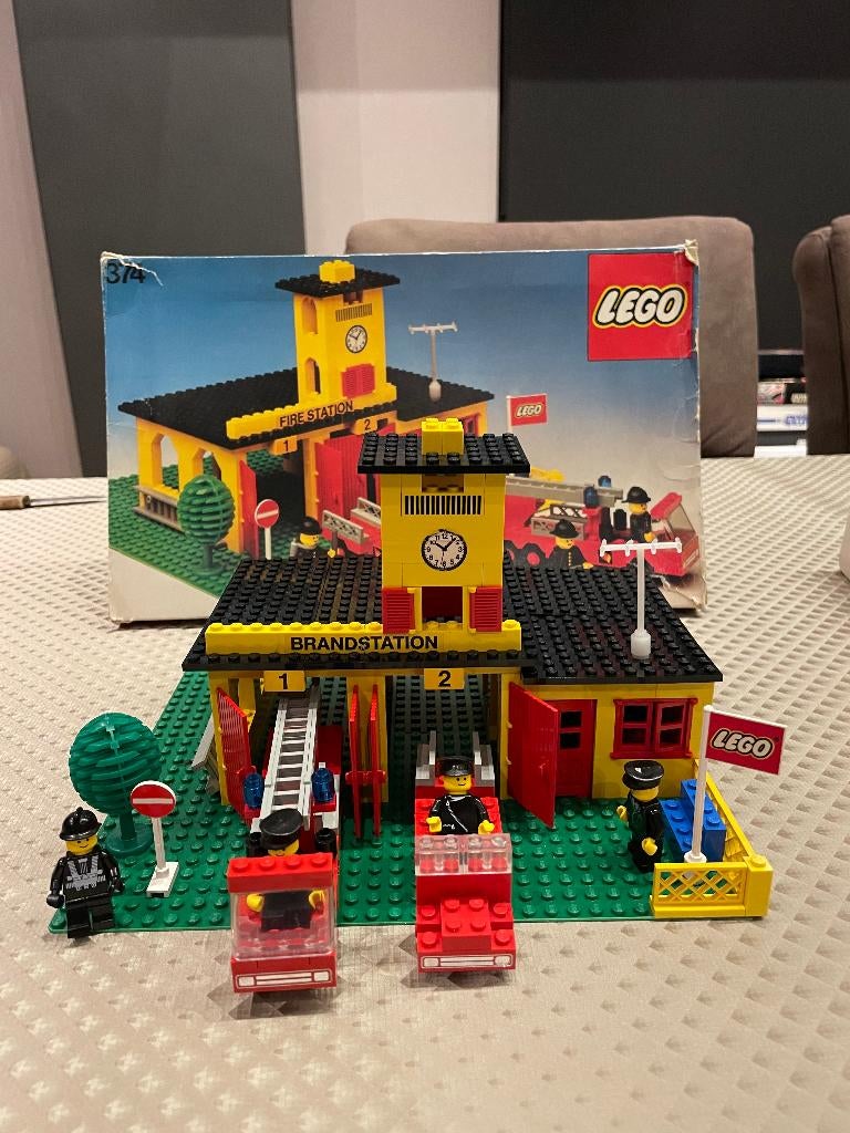 Lego vintage brandweerkazerne nr 374, Ophalen, Complete set, Lego
