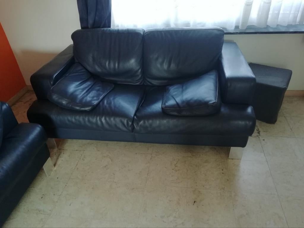 Mooie lederen salon zetel 3 en 2 personen, Huis en Inrichting, Ophalen