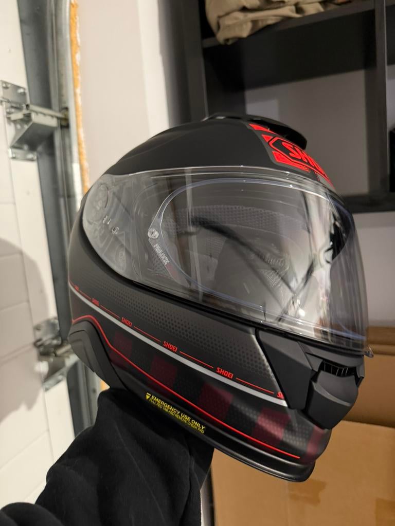 SHOEI GT-Air II Tesseract Mat Rood-Zwart TC-1 + Cardo, Motos, Enlèvement, M, Shoei