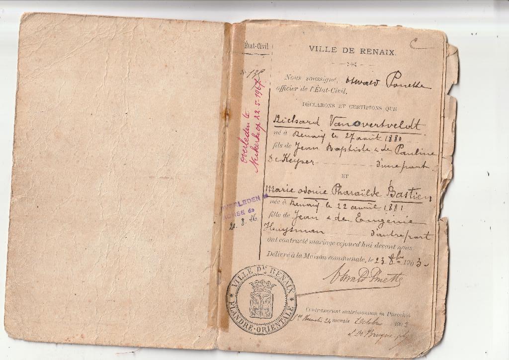 Ronse-Renaix-Trouwboekje, Verzenden