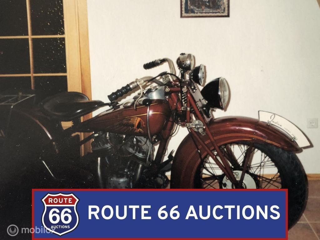 Indian Sport Scout 45ci | 1939 | Route 66 Auctions, Auto's, Overige merken, Zwart, Bedrijf, Handgeschakeld