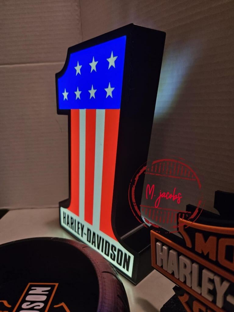 Stoere Harley Davidson LED lamp., Ophalen of Verzenden, Nieuw, Lichtbak of (neon) lamp