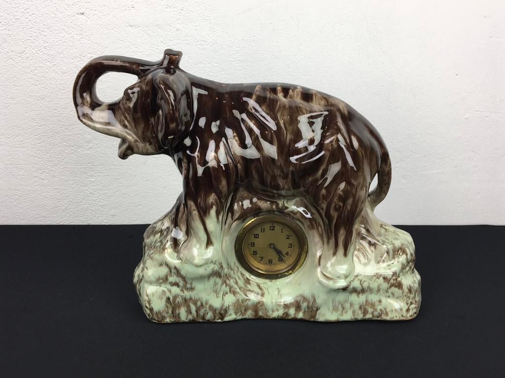 1950s Beeld Olifant met Klok, gemaakt in Porselein, Ophalen of Verzenden