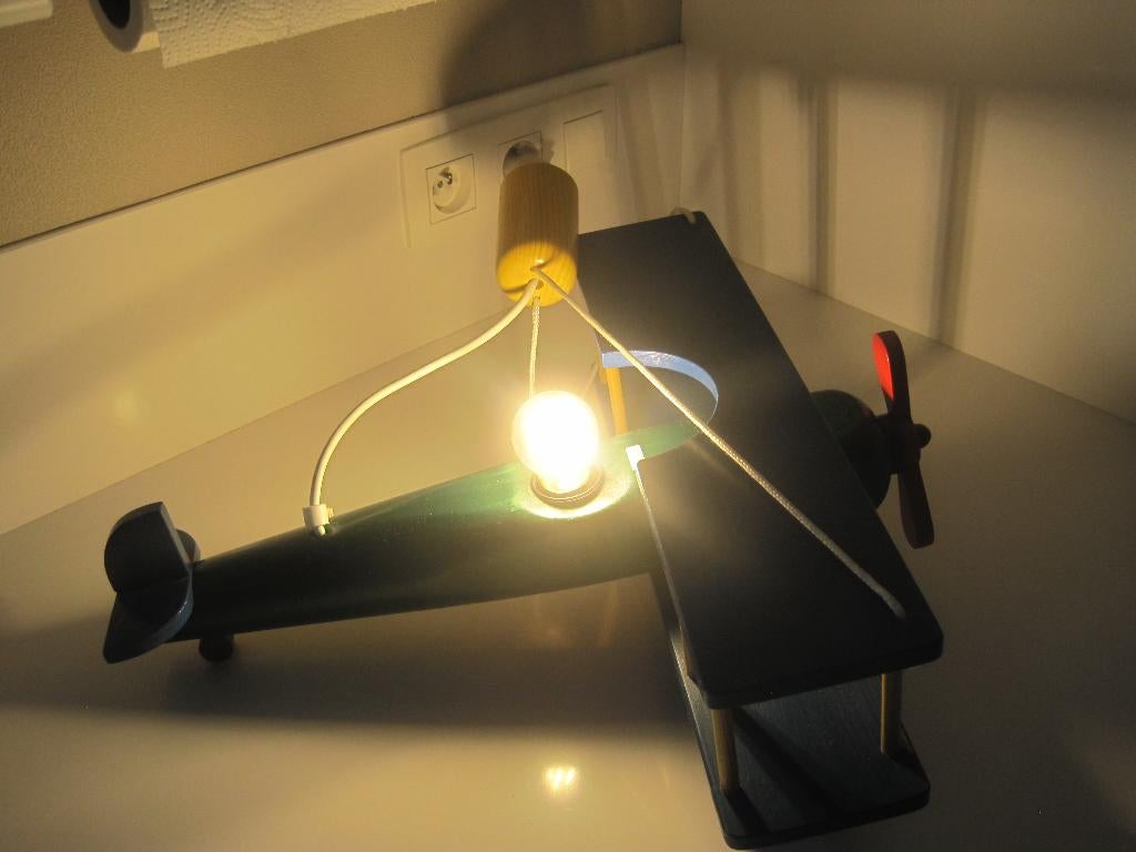Hanglamp model vliegtuigje, Ophalen, Gebruikt, Hout