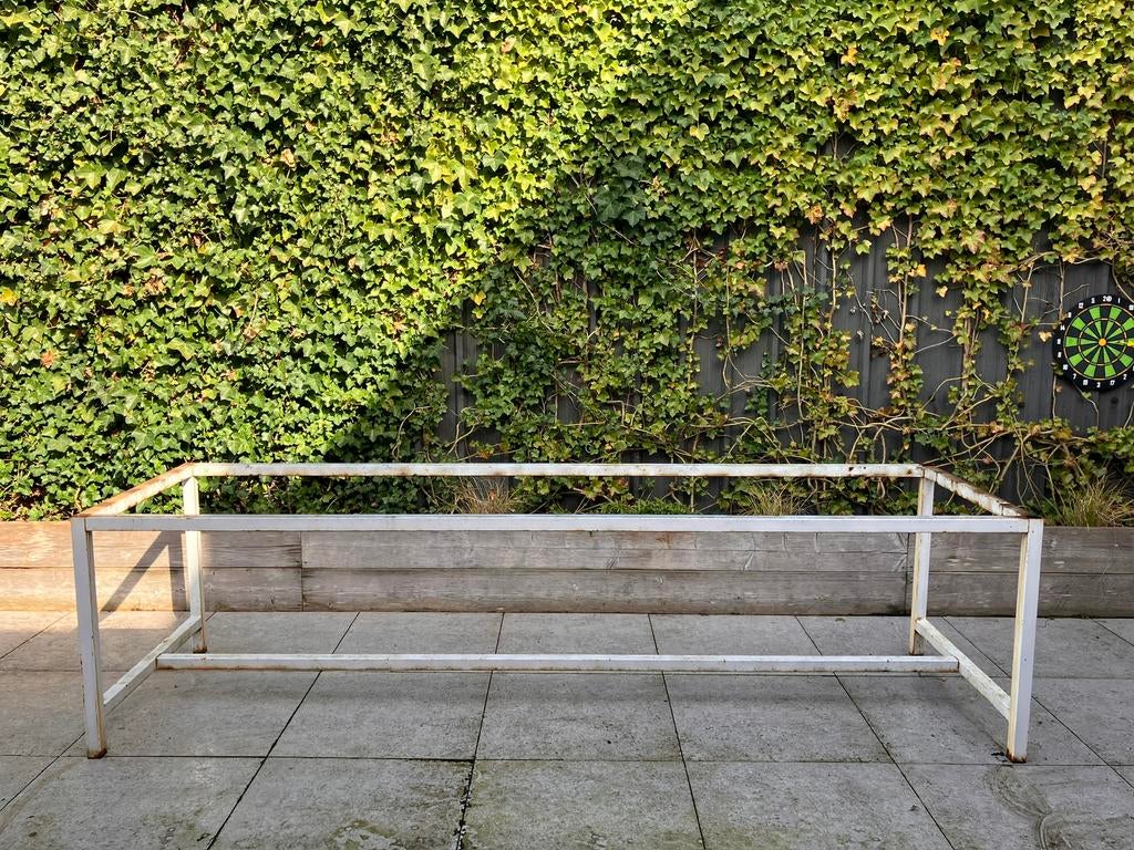 Stalen onderstel tafel 270cm, Tuin en Terras, Tuintafels, Ophalen, Gebruikt, Rechthoekig, Metaal