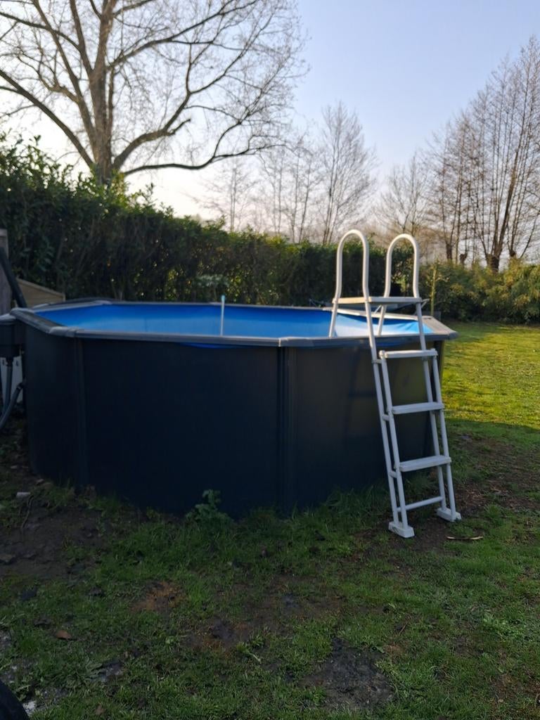 Gre stalen zwembad antraciet 3,75m. 120 diep, Tuin en Terras, Ophalen, Zo goed als nieuw