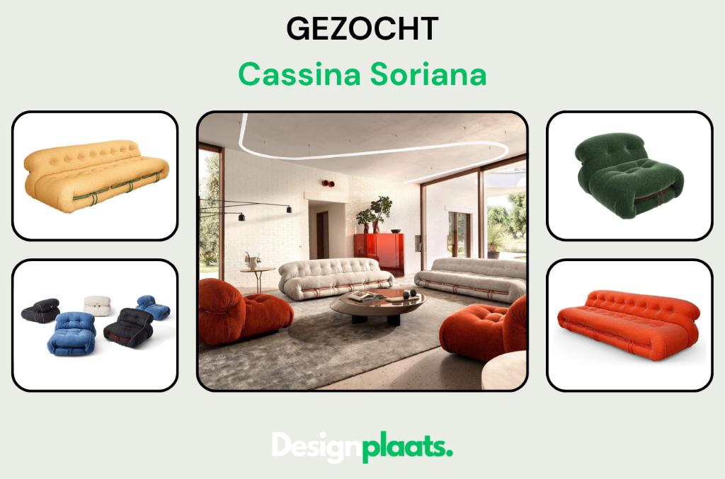 GEZOCHT: Cassina Soriana - Directe Inkoop, Ophalen of Verzenden, Bankstel Bank Zetels Sofa Hoekbank Design bank