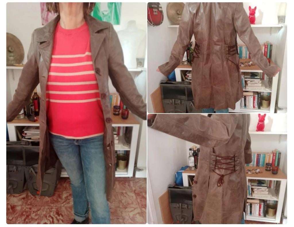 manteau cuir, Enlèvement, Comme neuf, Taille 36 (S)