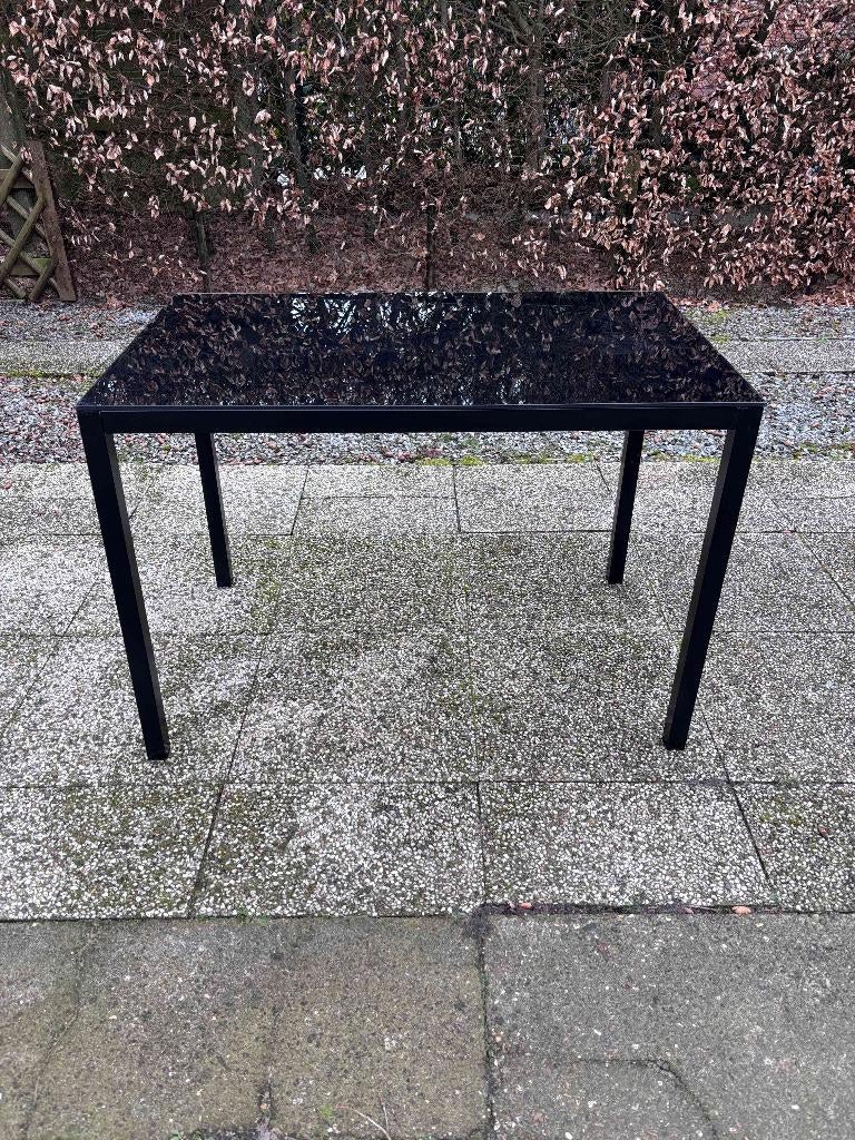 Zwarte glastafel, Huis en Inrichting, Ophalen, Gebruikt, 100 tot 150 cm, 50 tot 100 cm