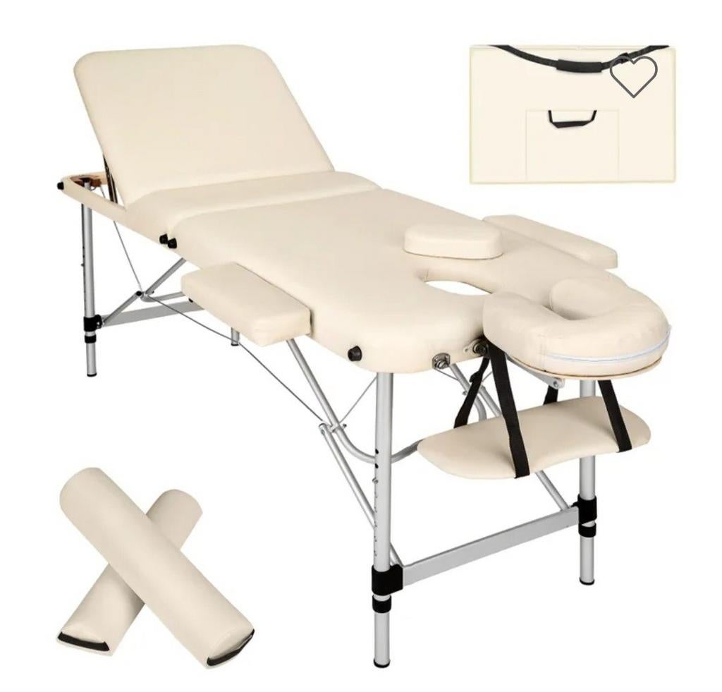 Table de massage Tectake 3 zones aluminium beige., Sport en Fitness, Massageproducten, Ophalen, Nieuw, Massagetafel