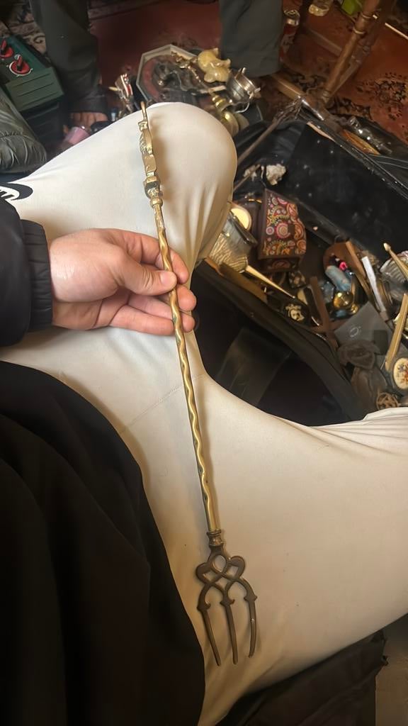 Koperen lange vork, Ophalen of Verzenden