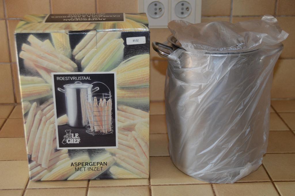 Casserole à asperges en inox avec panier et couvercle TBon!, Enlèvement ou Envoi, Comme neuf, Inox