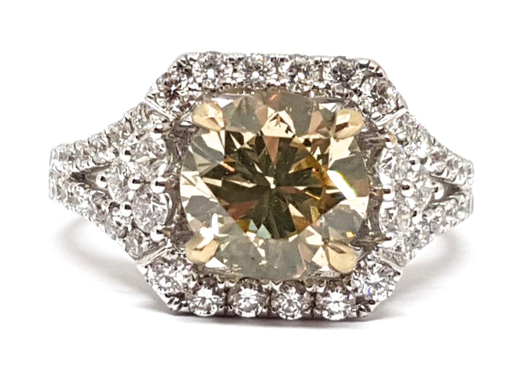 Diamant Solitaire Ring 2.80ct., Bijoux, Sacs & Beauté, Bagues, Neuf, Enlèvement ou Envoi, Or, Or