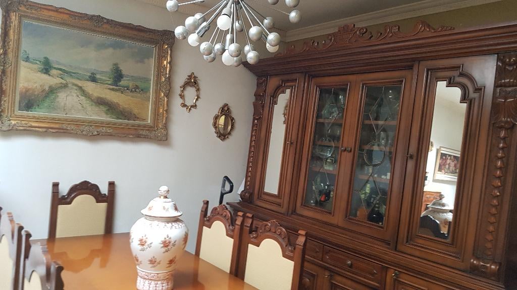 Salle à manger complète, 4 à 6 chaises, Comme neuf, Enlèvement, Baroque