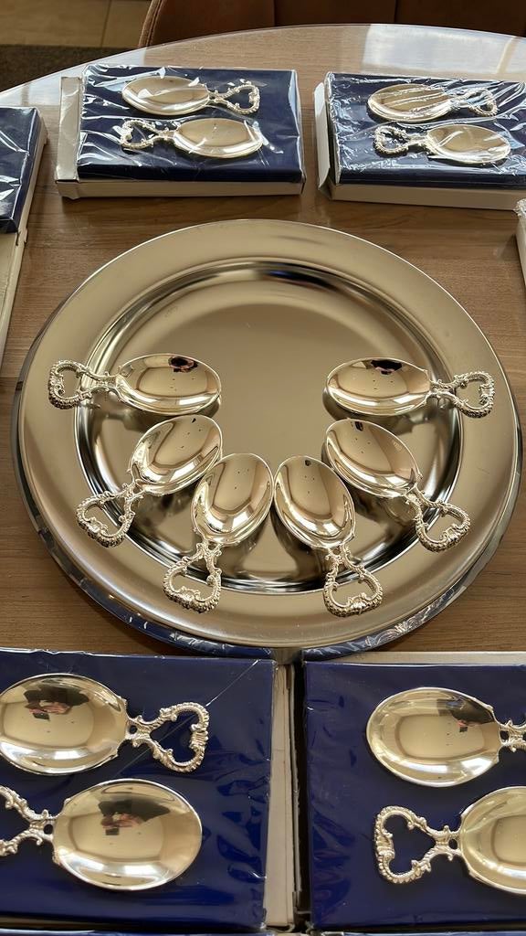 Schotel met 9 amuselepels, Antiek en Kunst, Antiek | Keukengerei, Ophalen