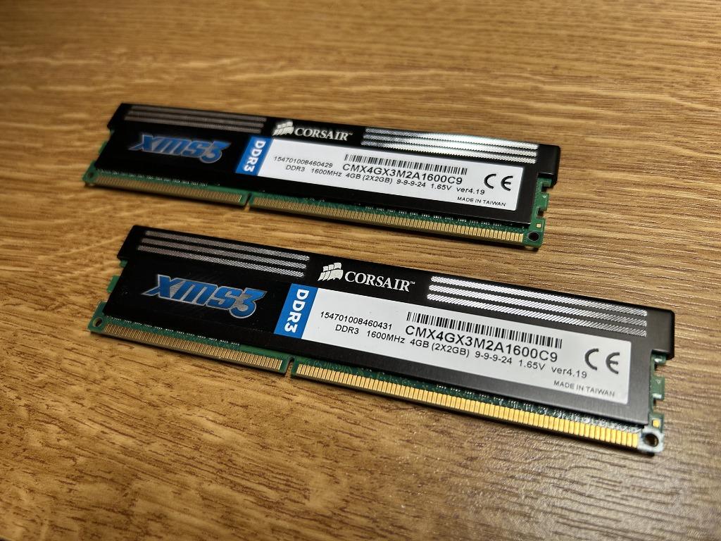 DDR3 RAM Corsair XMS3 4GB (2x 2GB) CMX4GX3M2A1600C9 1600Mhz, Informatique & Logiciels, Mémoire RAM, Enlèvement ou Envoi, Reconditionné