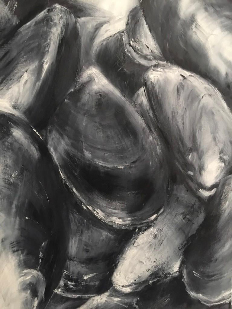 Schilderij peinture painting ‘Mussels’ 70x50, Ophalen
