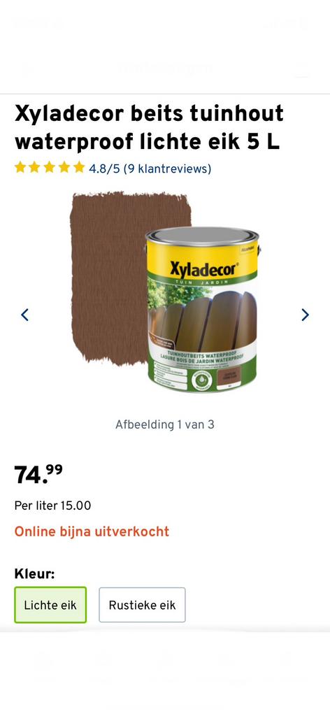 Xyladecor houtbeits waterproof 5L, Doe-het-zelf en Bouw, Ophalen, Bruin, 5 tot 10 liter, Nieuw