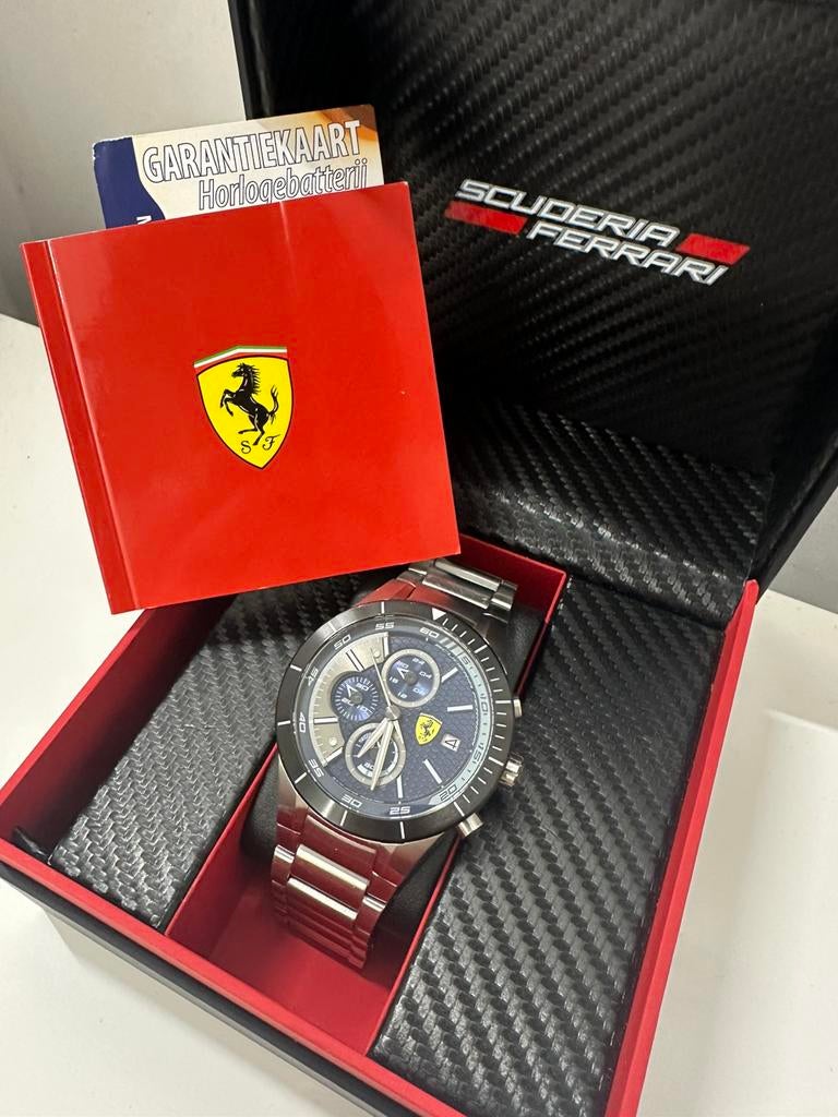 Scuderia Ferrari Red Rev Evo Chronograph – Blauw – Met doos, Overige merken, Staal, Staal, Polshorloge