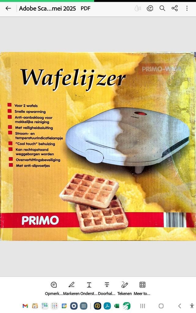 WAFELIJZER PRIMO    NIEUW, Ophalen of Verzenden, Zo goed als nieuw