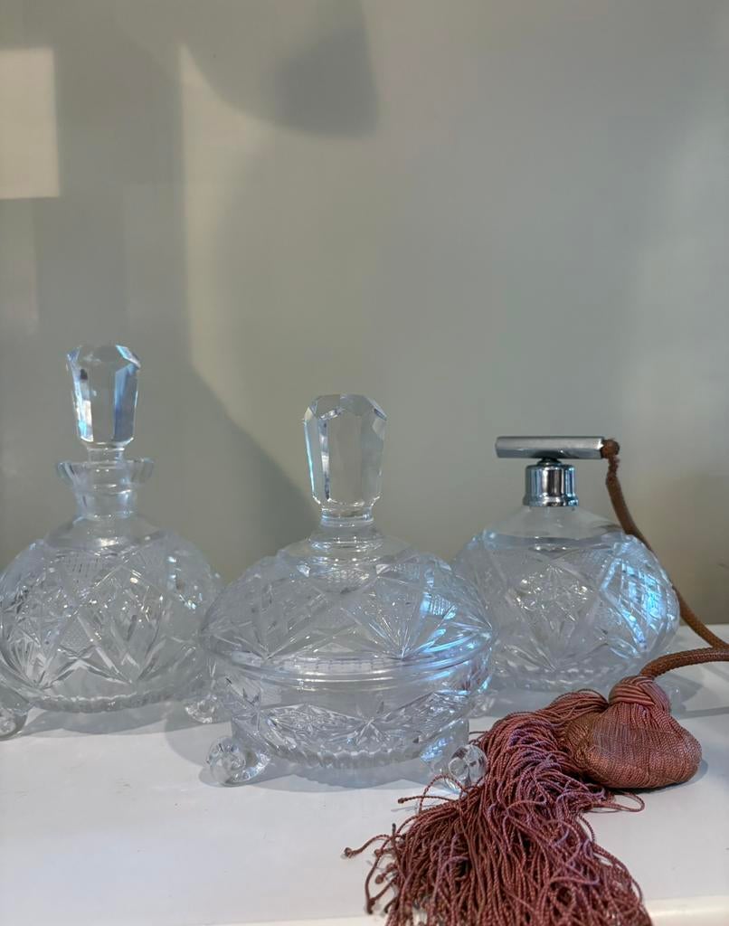 Art deco kristal toiletsset, Enlèvement ou Envoi