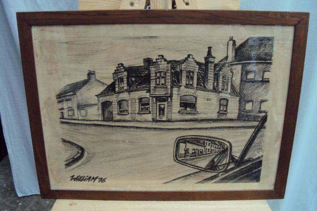 houtskool tekening, Antiek en Kunst, Kunst | Schilderijen | Klassiek, Ophalen