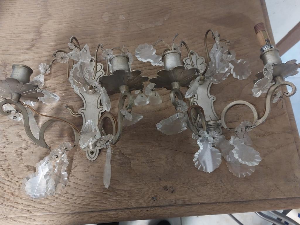 Antieke glazen wandlampen, Huis en Inrichting, Ophalen, Gebruikt