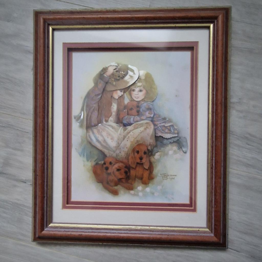 3D lijst hondjes zoals Anton Pieck, Antiquités & Art, Enlèvement ou Envoi