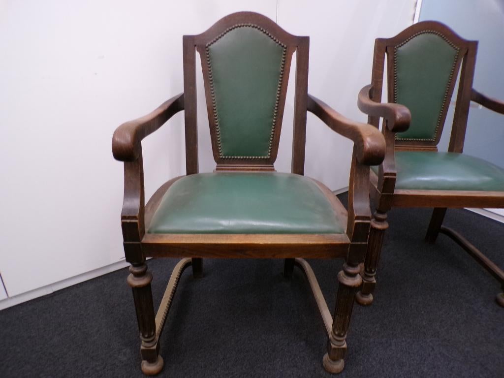 2 Antieke stoelen, Huis en Inrichting, Ophalen, Gebruikt, Groen, Balstoel