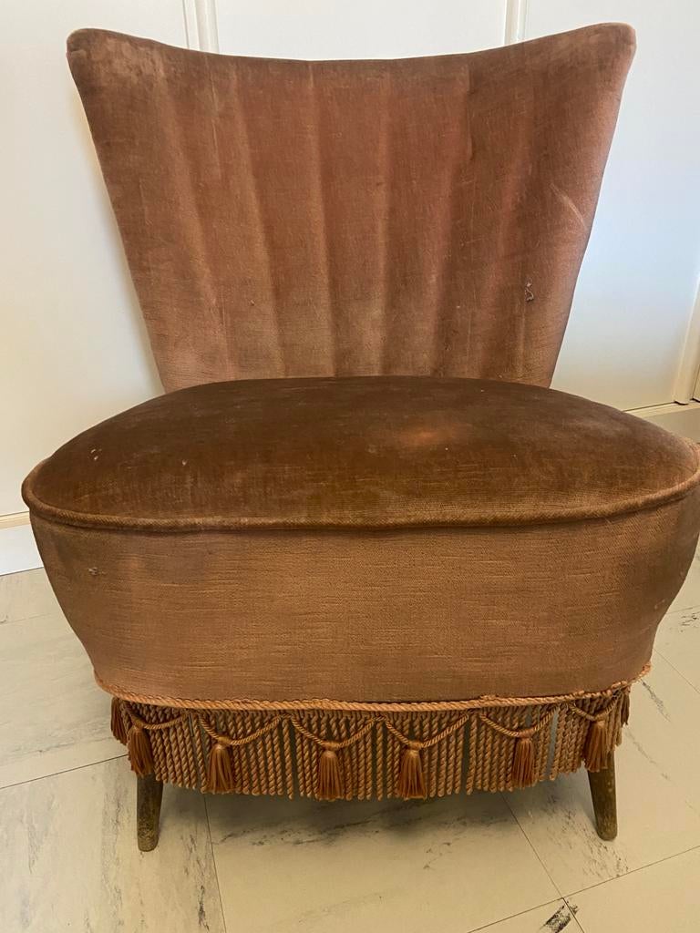 chaise de cocktail vintage rose et rouge, Enlèvement, Utilisé, Tissus, Vintage