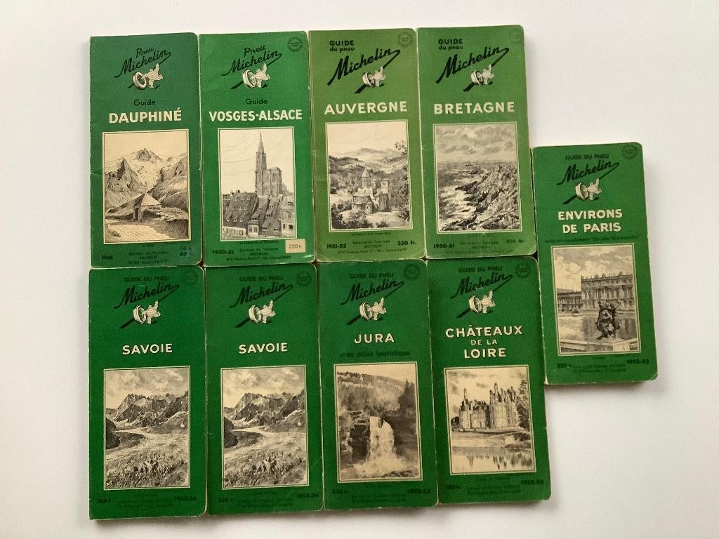 Groene Michelingidsen Frankrijk jaren 50'(voor verzamelaars), Gelezen, Michelin, Michelin Editions, Europa