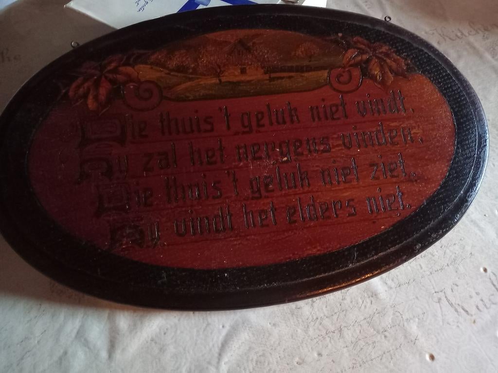 Spreuk in hout, Ophalen of Verzenden, Zo goed als nieuw