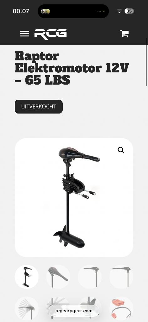 Raptor elektromotor 65lbs, Watersport en Boten, Ophalen, Minder dan 5 pk, Elektrisch, Zo goed als nieuw