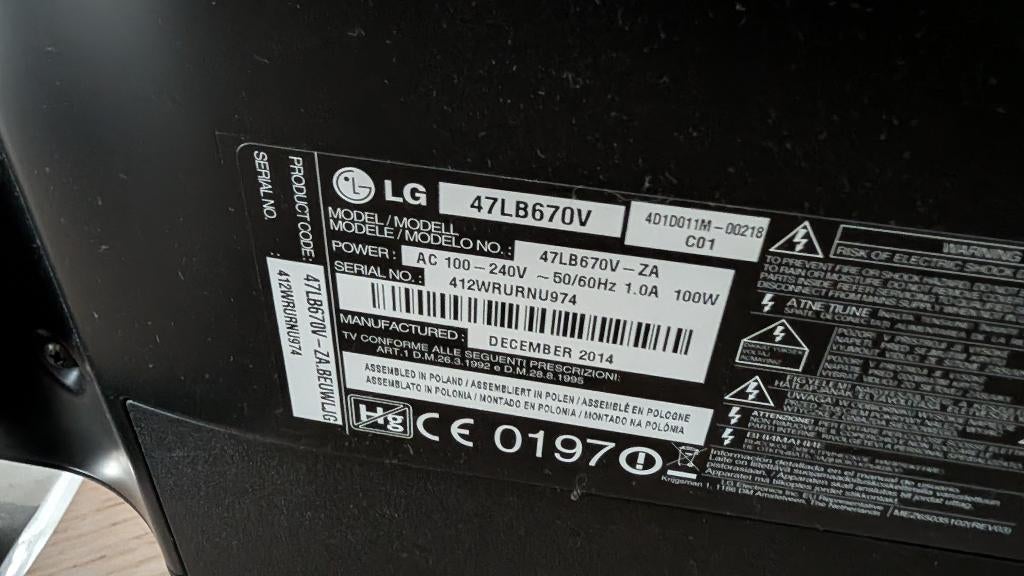 LG 47 inch tv, Audio, Tv en Foto, Televisies, Ophalen, 80 tot 100 cm, 100 Hz, Full HD (1080p)