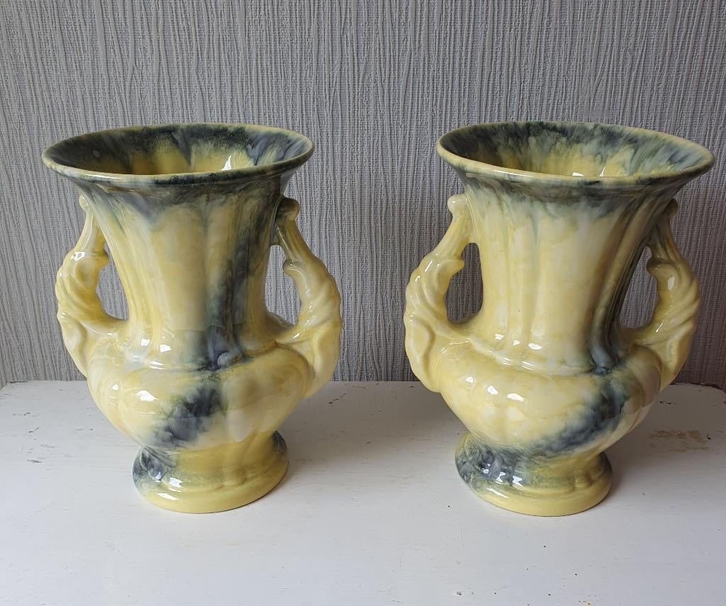 Vases Art Déco vintage avec une glaçure bicolore saisissante, Antiquités & Art, Enlèvement ou Envoi