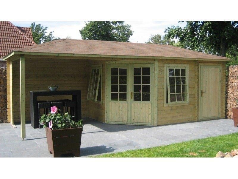 NOUVELLE cabane en rondins 4355Z avec auvent., Envoi, Neuf