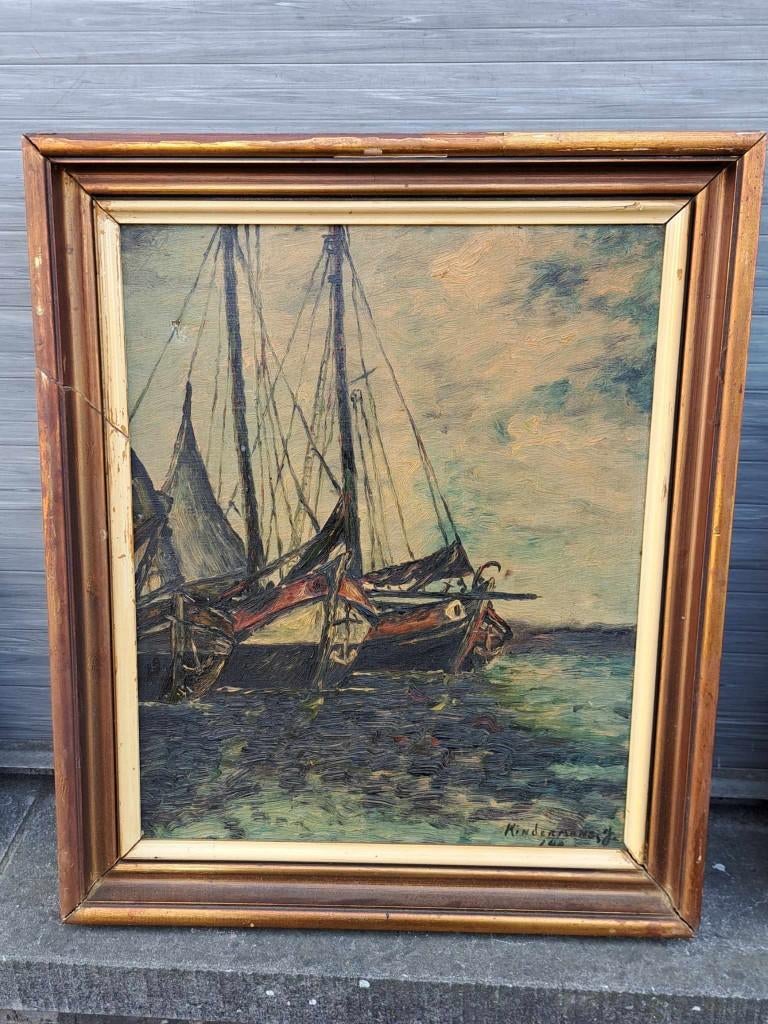 huile sur toile marine signe kindermans j, Antiquités & Art, Enlèvement ou Envoi