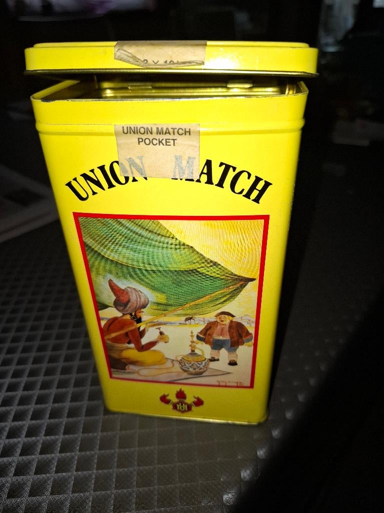 vintage metalen blik - union match, Verzamelen, Ophalen