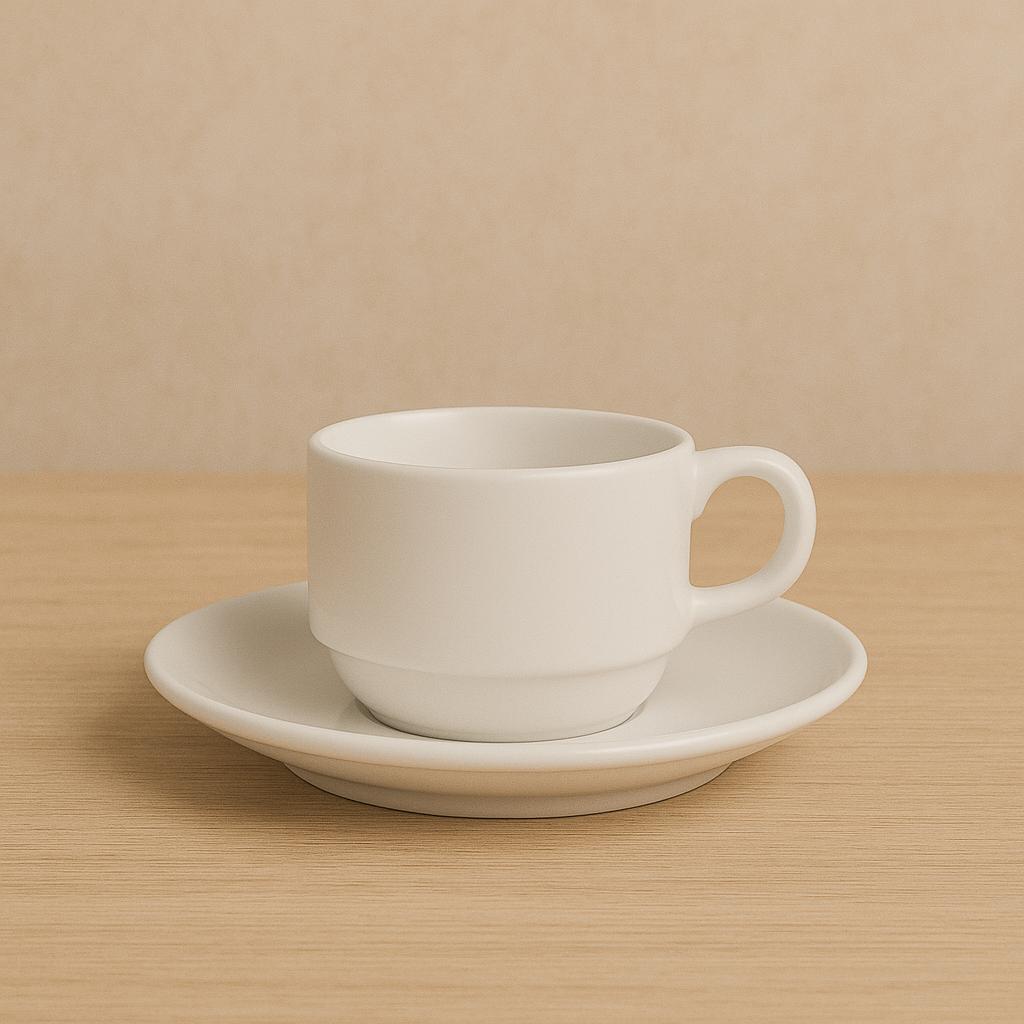 Koffietassen met ondertas te huur (per set van 15), Ophalen, Zo goed als nieuw