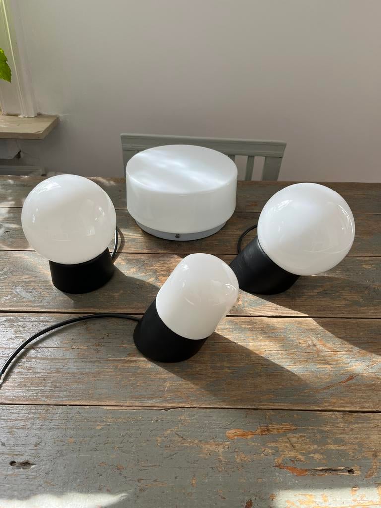 VINTAGE LAMPEN VERLICHTING PAFOND MUUR MELKGLAS, Antiek en Kunst, Ophalen of Verzenden