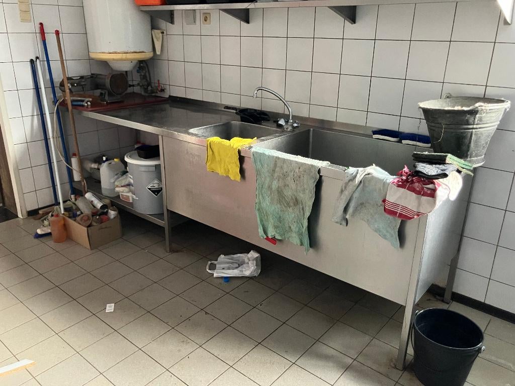 spoeltafel spoelbak gootsteen met dubbele wasbak, Enlèvement, Utilisé