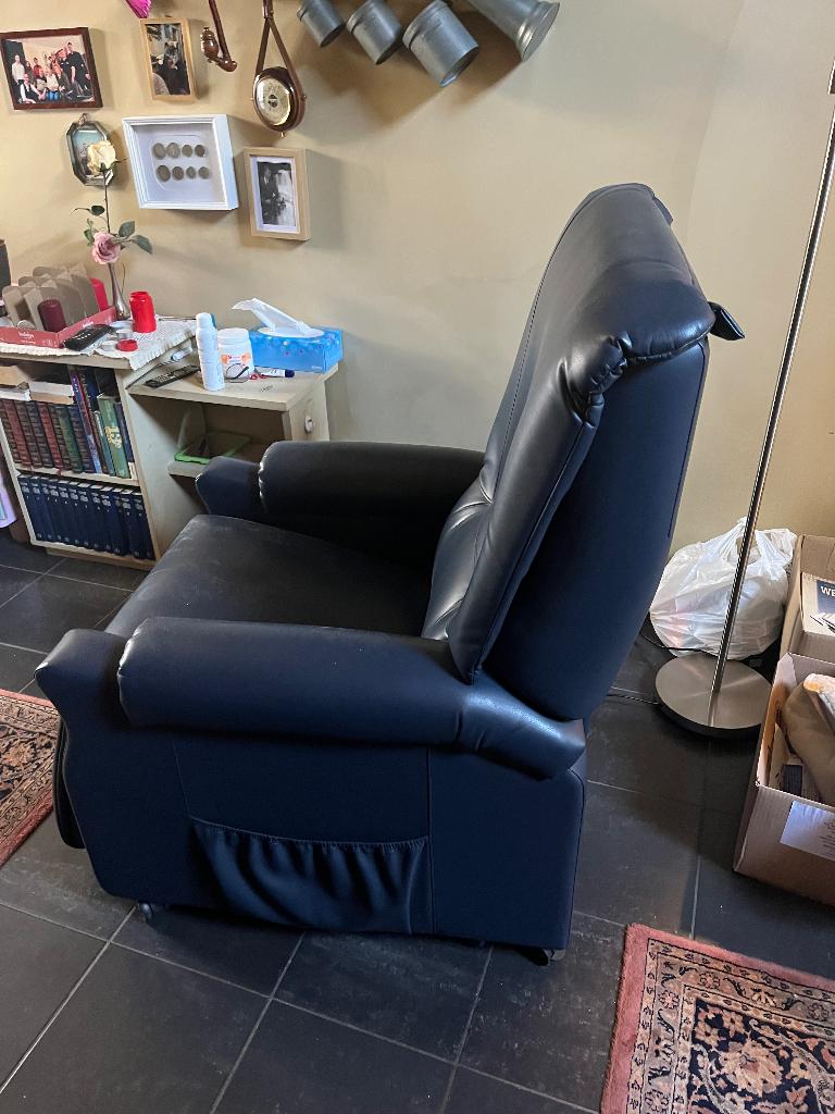 relaxzetel prijs otk, Moins de 75 cm, Modern - blauw lederlook, Comme neuf, Synthétique