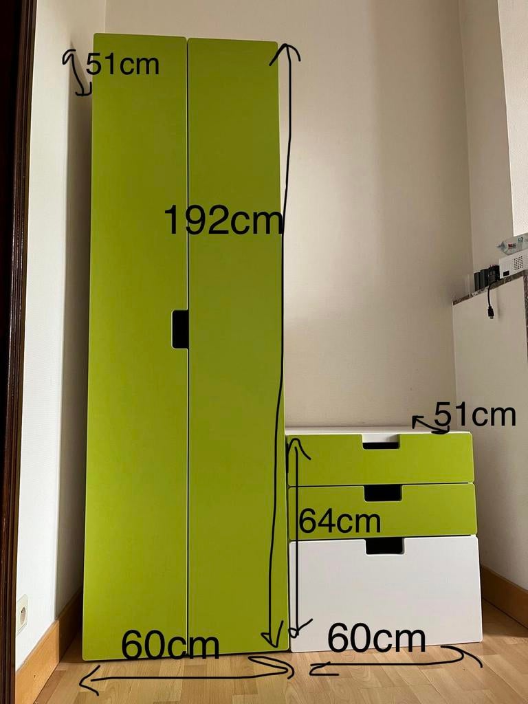 Ensemble meubles ikea vert et blanc, Enlèvement, Comme neuf