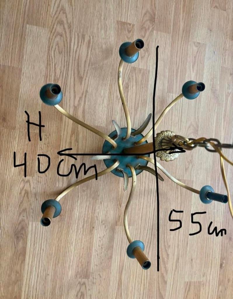 Antieke bronzen kroonluchter met 6 takken/kaarsen als nieuw., Antiek en Kunst, Antiek | Verlichting, Ophalen