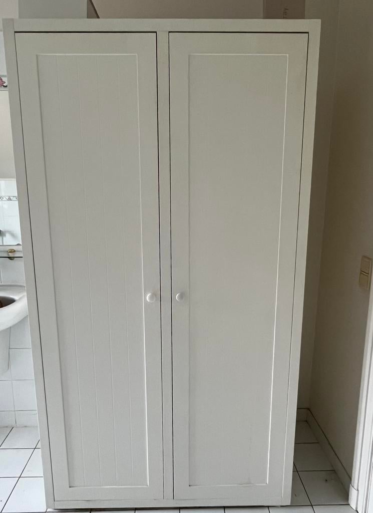HOGE houten WITTE plankenkast., Ophalen, Gebruikt